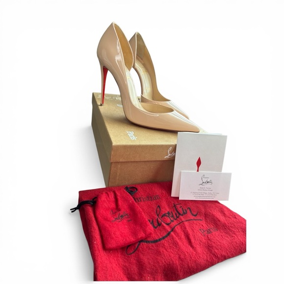 Christian Louboutin Shoes - Christian Louboutin So Kate 120 Sz 38 5 - Nude Pointed Toe Red Heel - Box & Bag